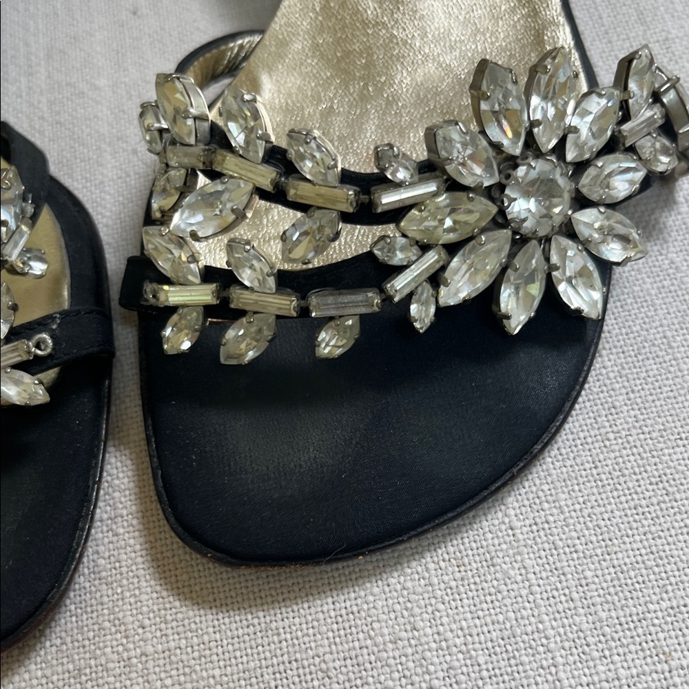 Dolce & Gabbana Black and Gold Crystal Mules Size 6 / Euro 36.5 - Picture 3 of 9